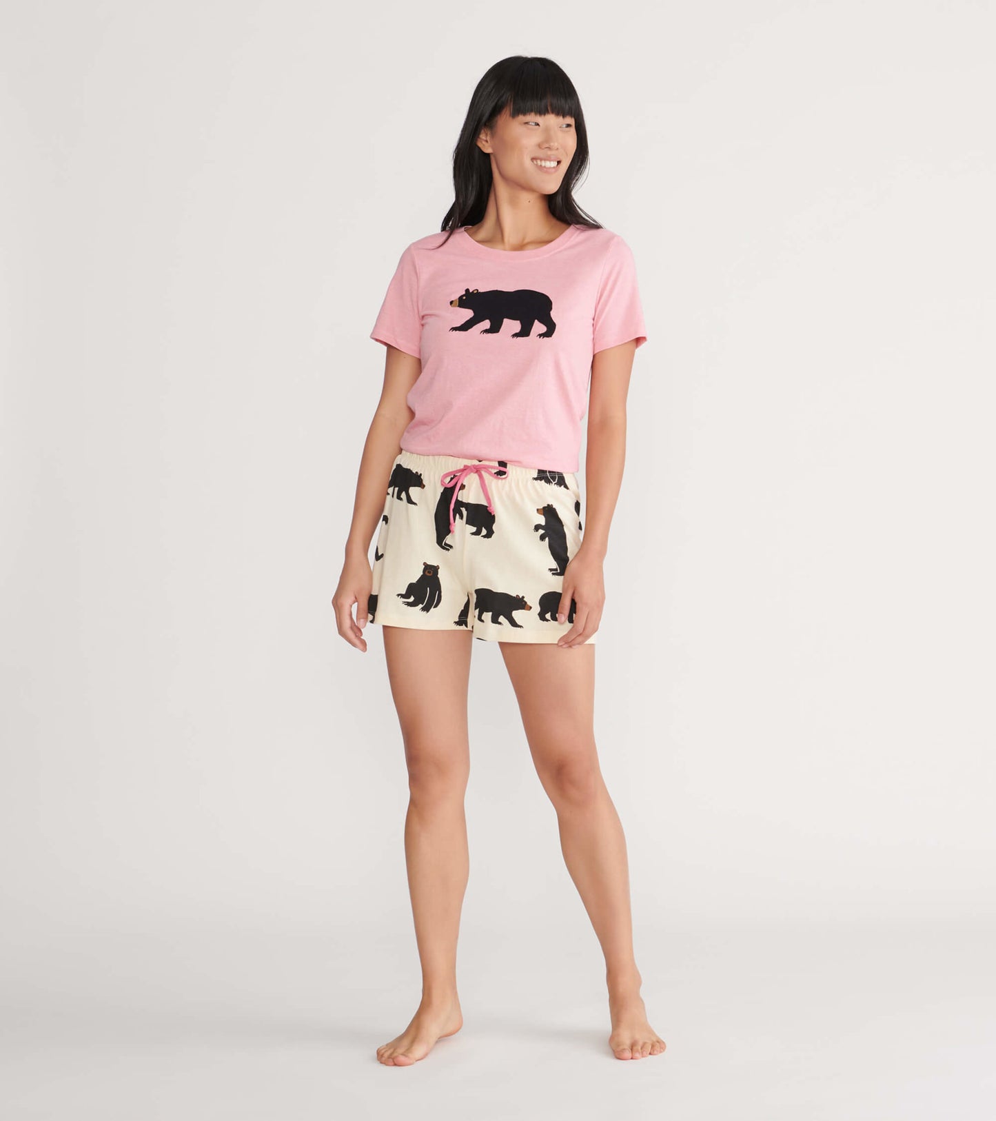 Black Bears on Natural Women's Sleep Shorts