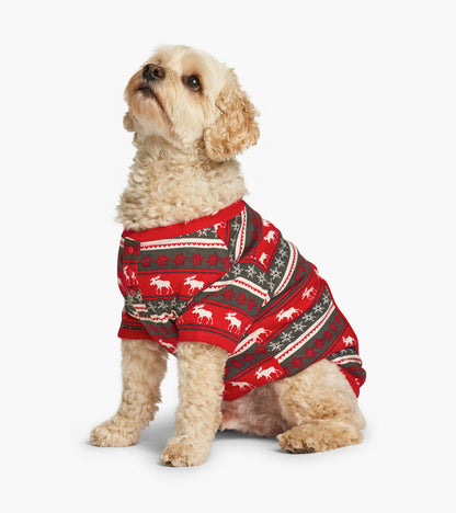 Fair Isle Moose Dog Pajama