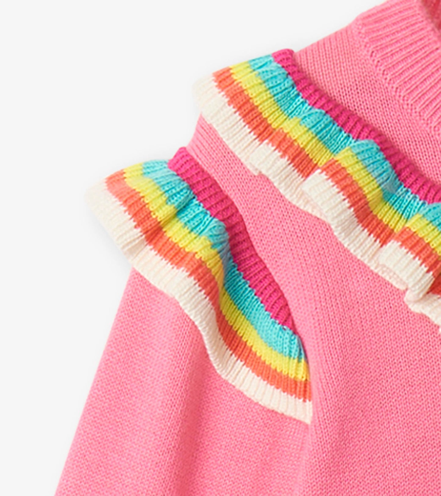 Girls Pink Rainbow Ruffle Sweater