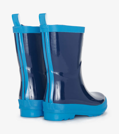 Navy Shiny Rain Boots