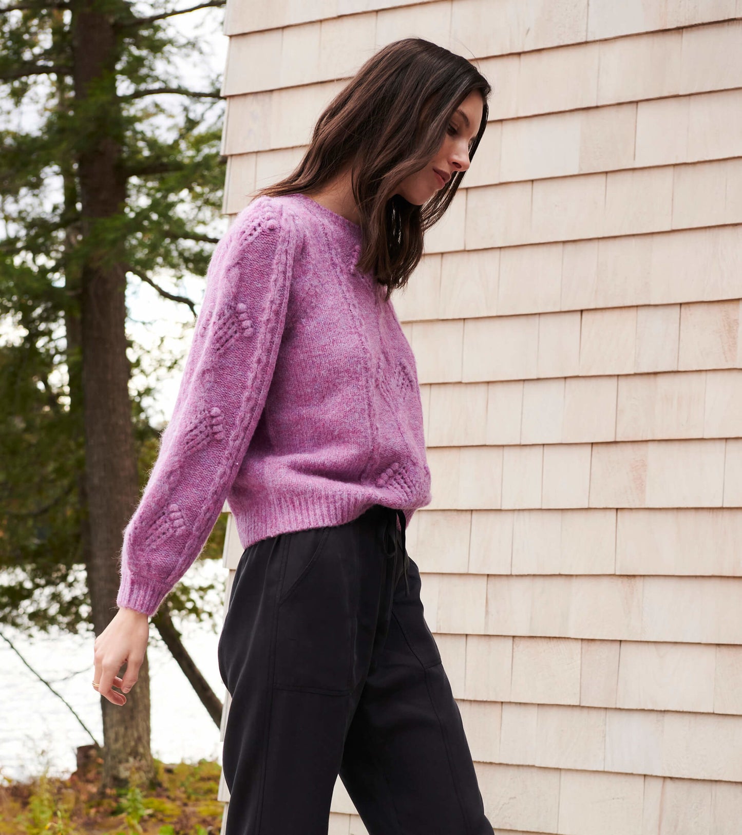 Blooming Cable Sweater - Faded Port