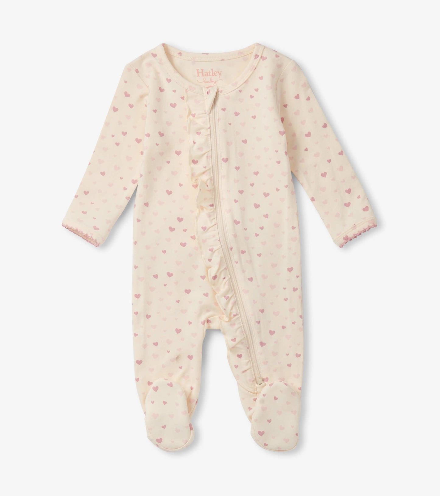 Pretty Hearts Newborn Ruffle Footed Sleeper