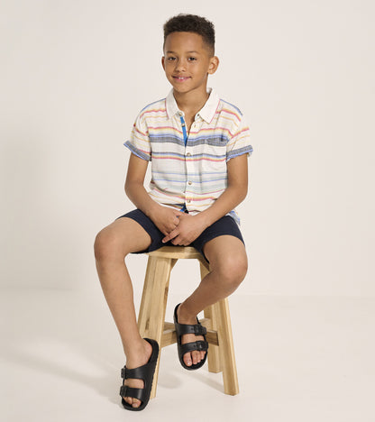 Boys Summer Stripe Short Sleeve Button Down