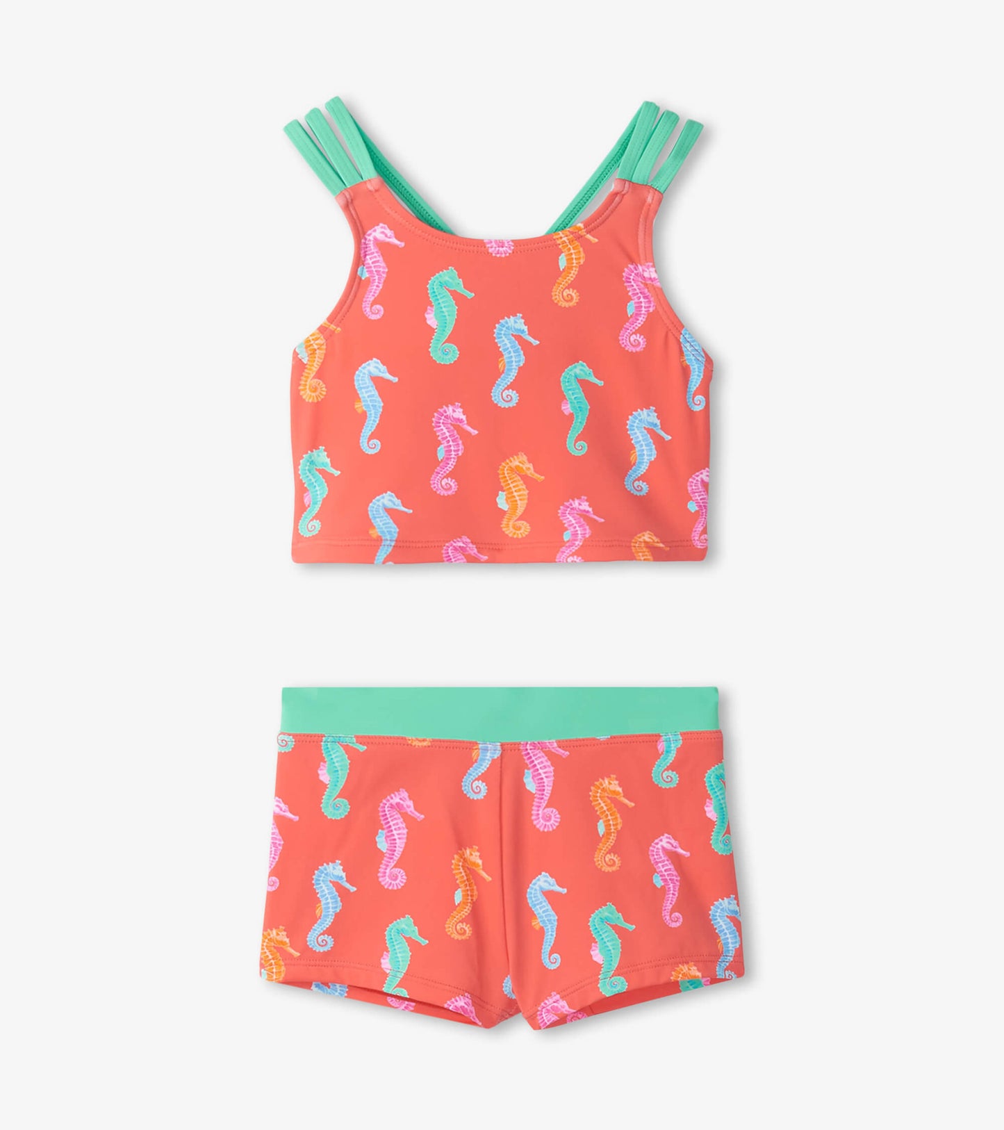 Girls Painted Seahorse Two-Piece Crop Top Bikini Set