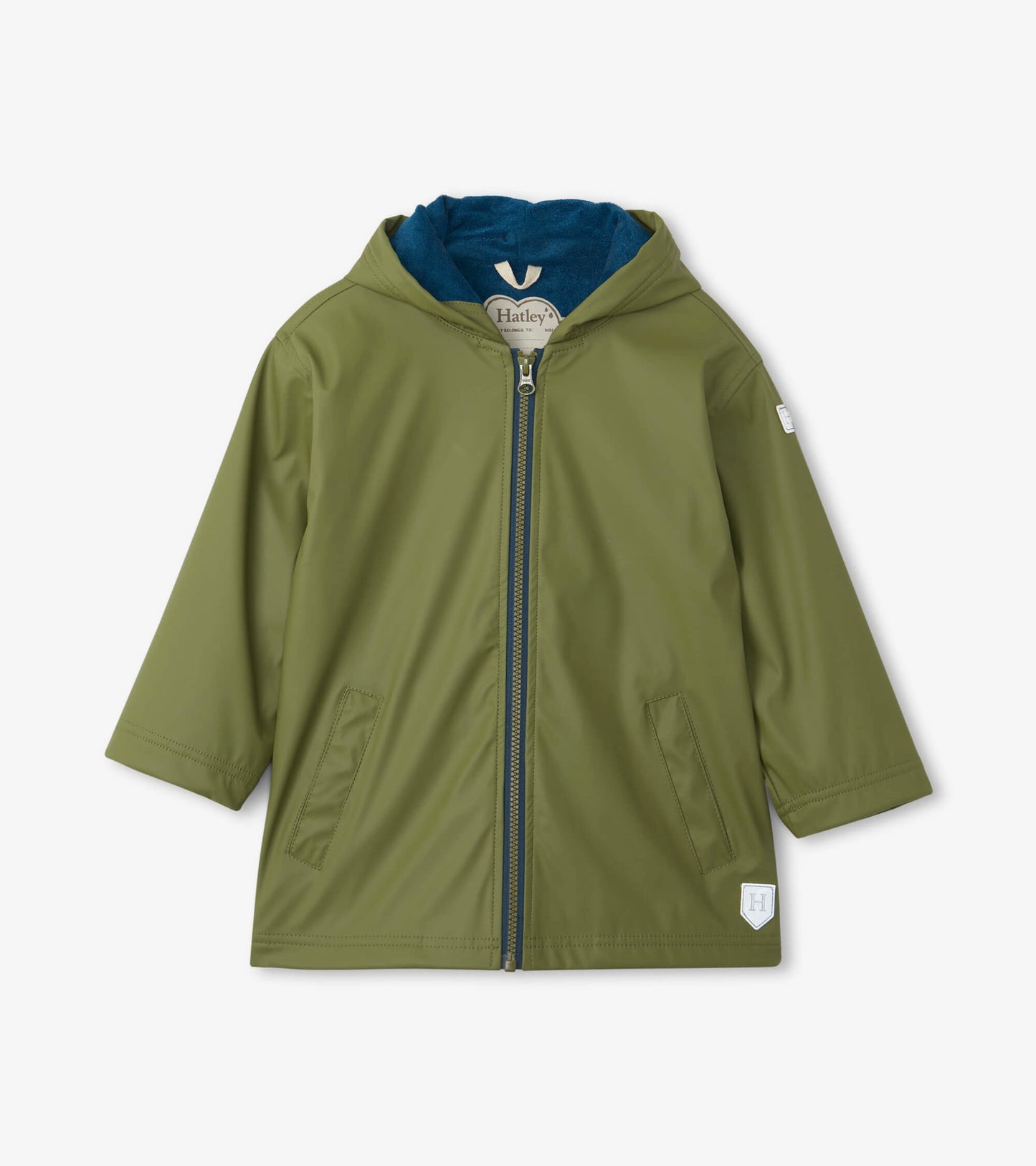 Kids Forest Green Zip-Up Rain Jacket