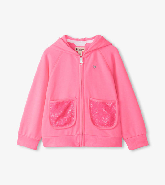 Girls Pink Neon Raglan Hoodie