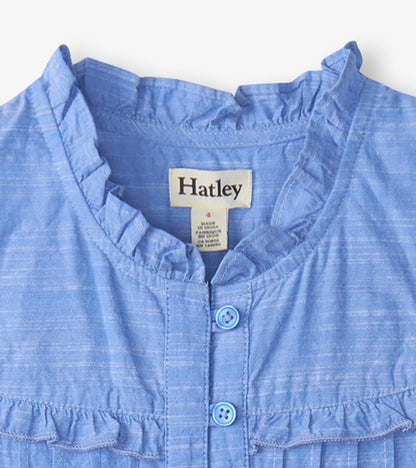 Girls Chambray Pintuck Dress