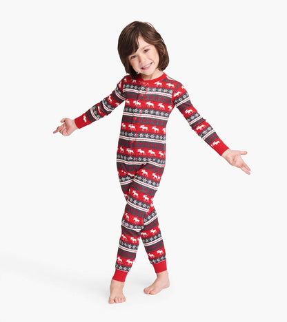 Fair Isle Moose Kids Union Suit