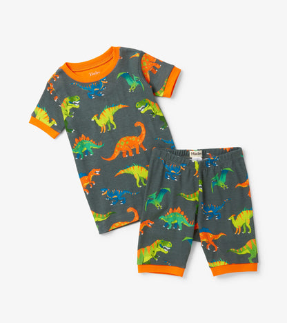 Colourblock Dino Short Pajama Set