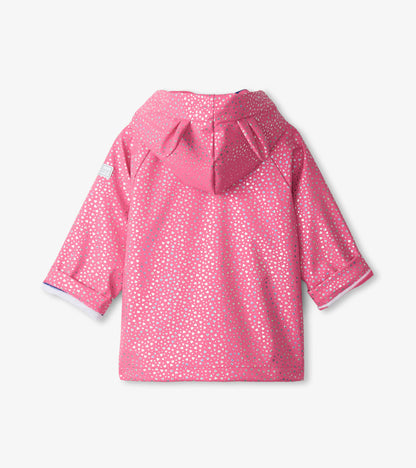 Baby & Toddler Girls Glitter Hearts Button-Up Rain Jacket