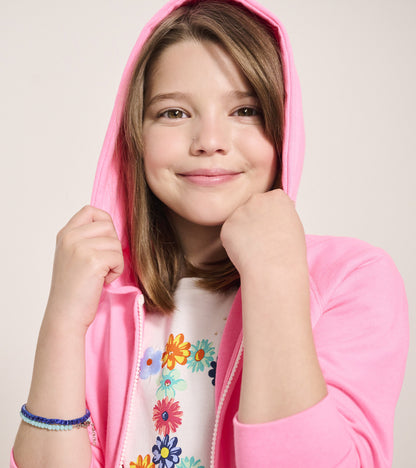 Girls Pink Neon Raglan Hoodie