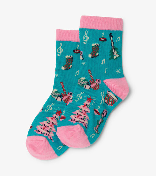 Pink Rockin Holidays Kids Crew Socks