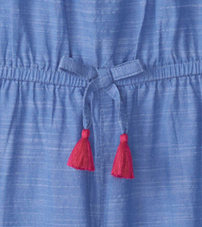 Girls Chambray Smocked Jumpsuit