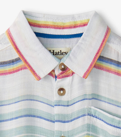 Boys Summer Stripe Short Sleeve Button Down