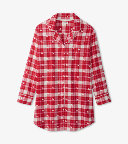 Women's Woofing Plaid Flannel Nightgown