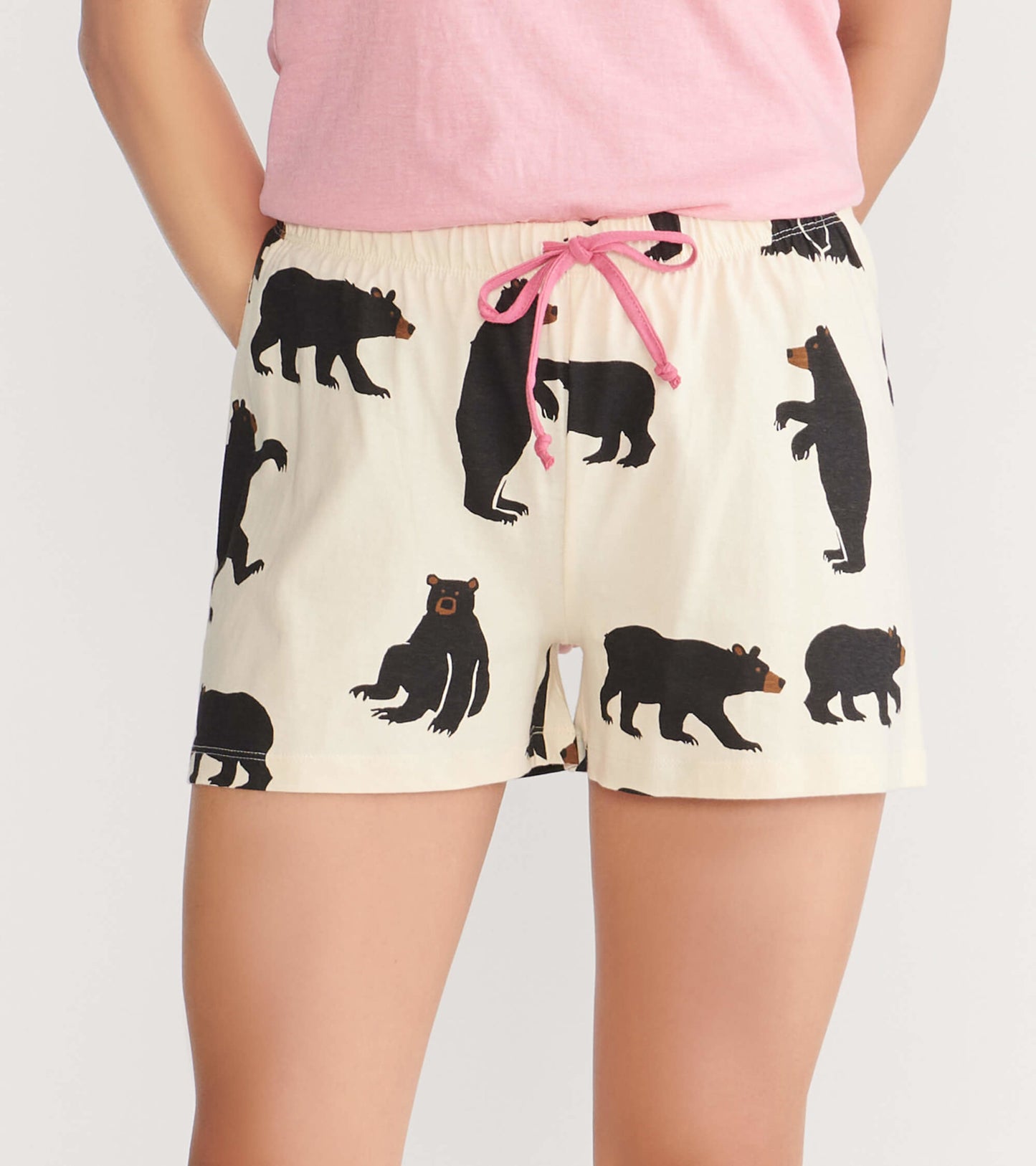 Black Bears on Natural Women's Sleep Shorts