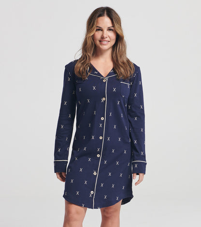 Women's Navy Ski Stretch Jersey Nightgown