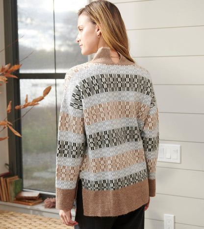 Mock Neck Sweater - Celestial Plaid