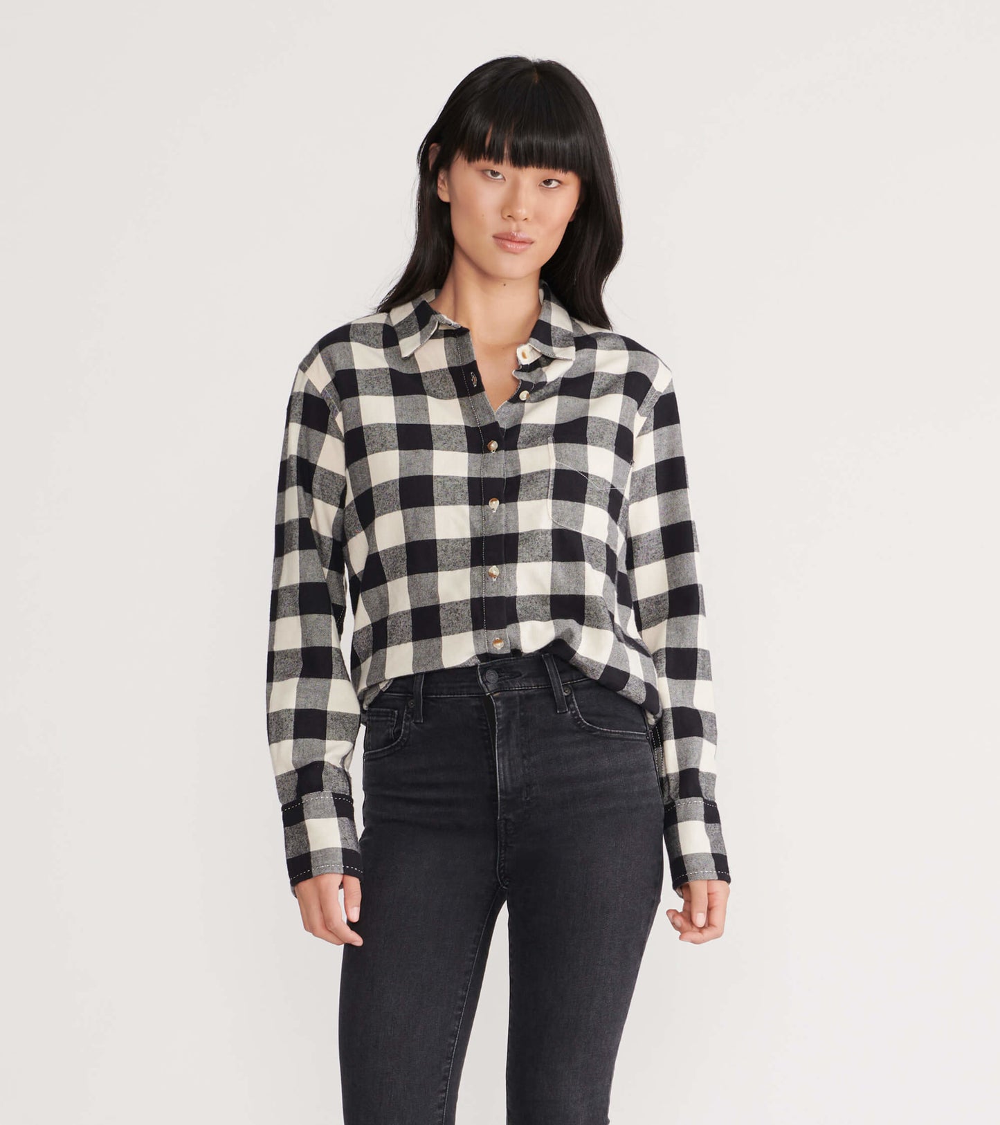 Black Plaid Women's Heritage Flannel Shirt