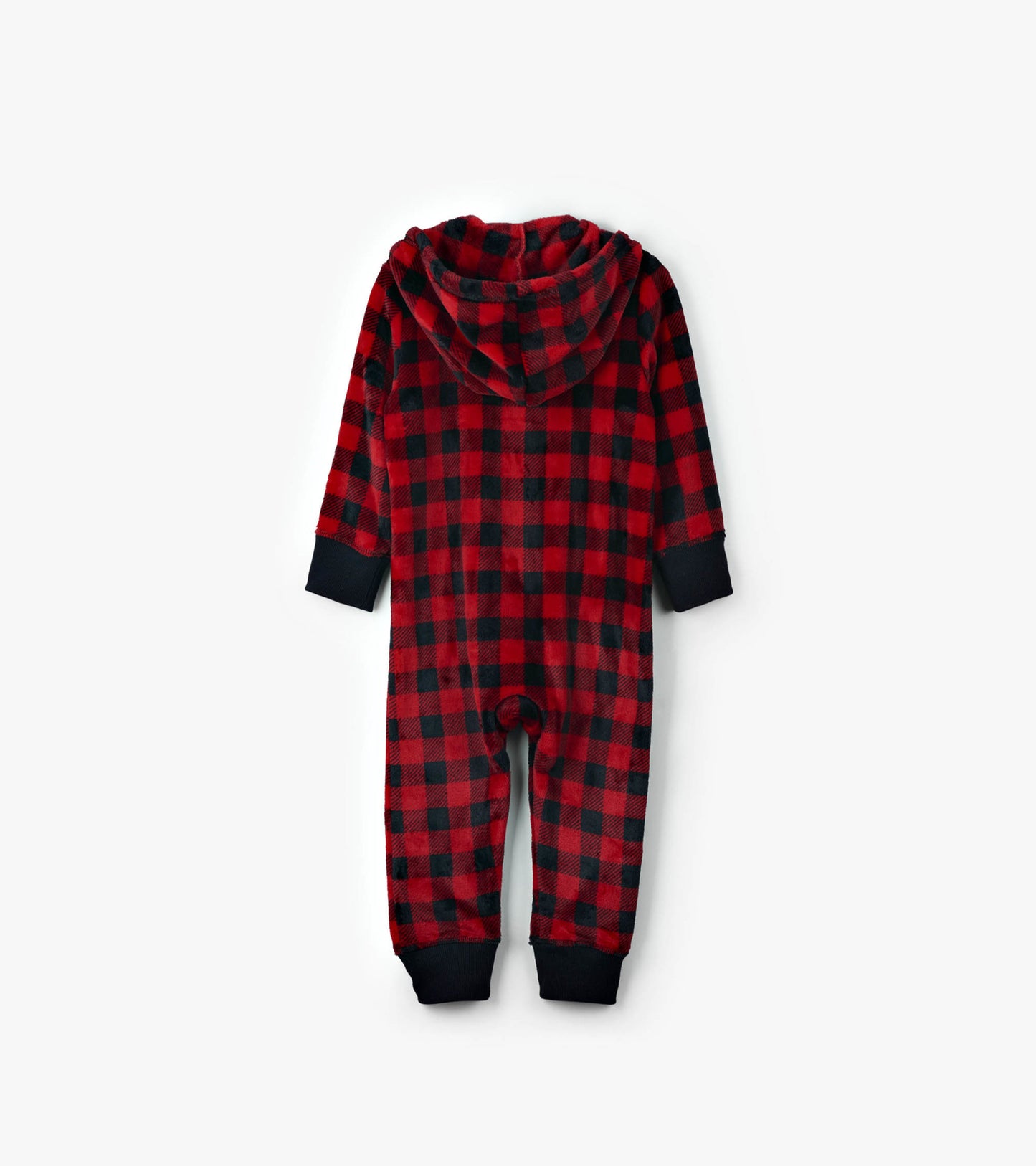 Kids Buffalo Plaid Hooded Fleece Jumpsuit