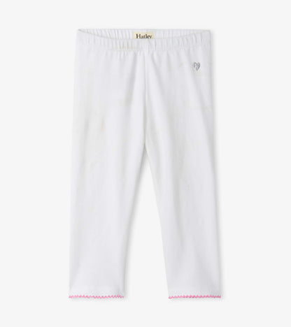 Girls White Summer Capri Leggings