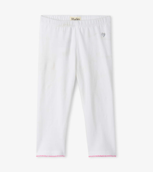 Girls White Summer Capri Leggings