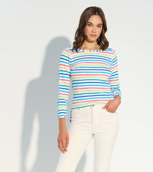 3/4 Sleeve Breton- Rainbow Stripes