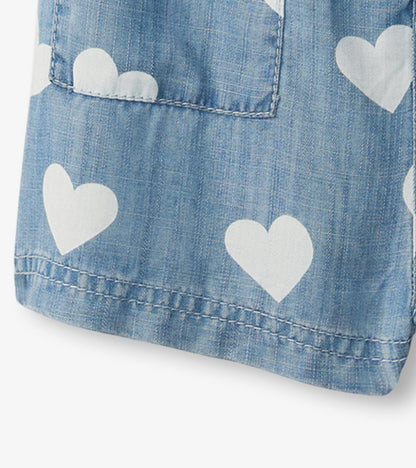 Girls Hearts Slouchy Overalls