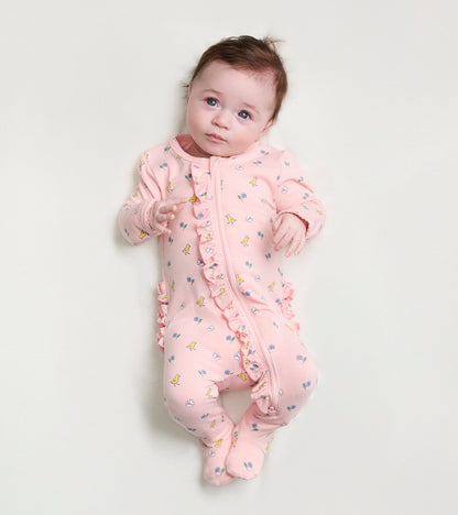 Baby Girls Springtime Ruffle Footed Sleeper