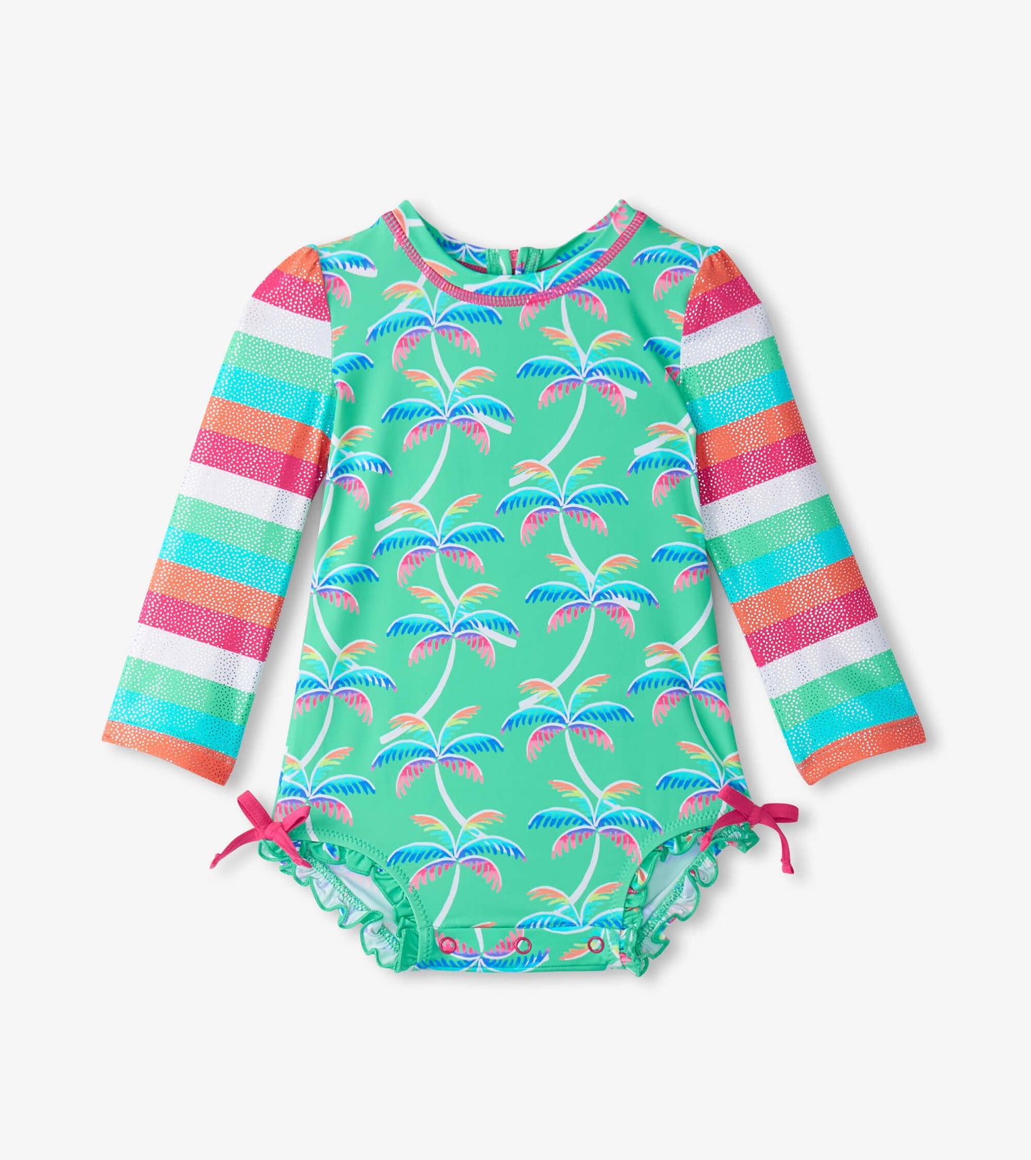 Baby Girls Rainbow Palm Rashguard Swimsuit