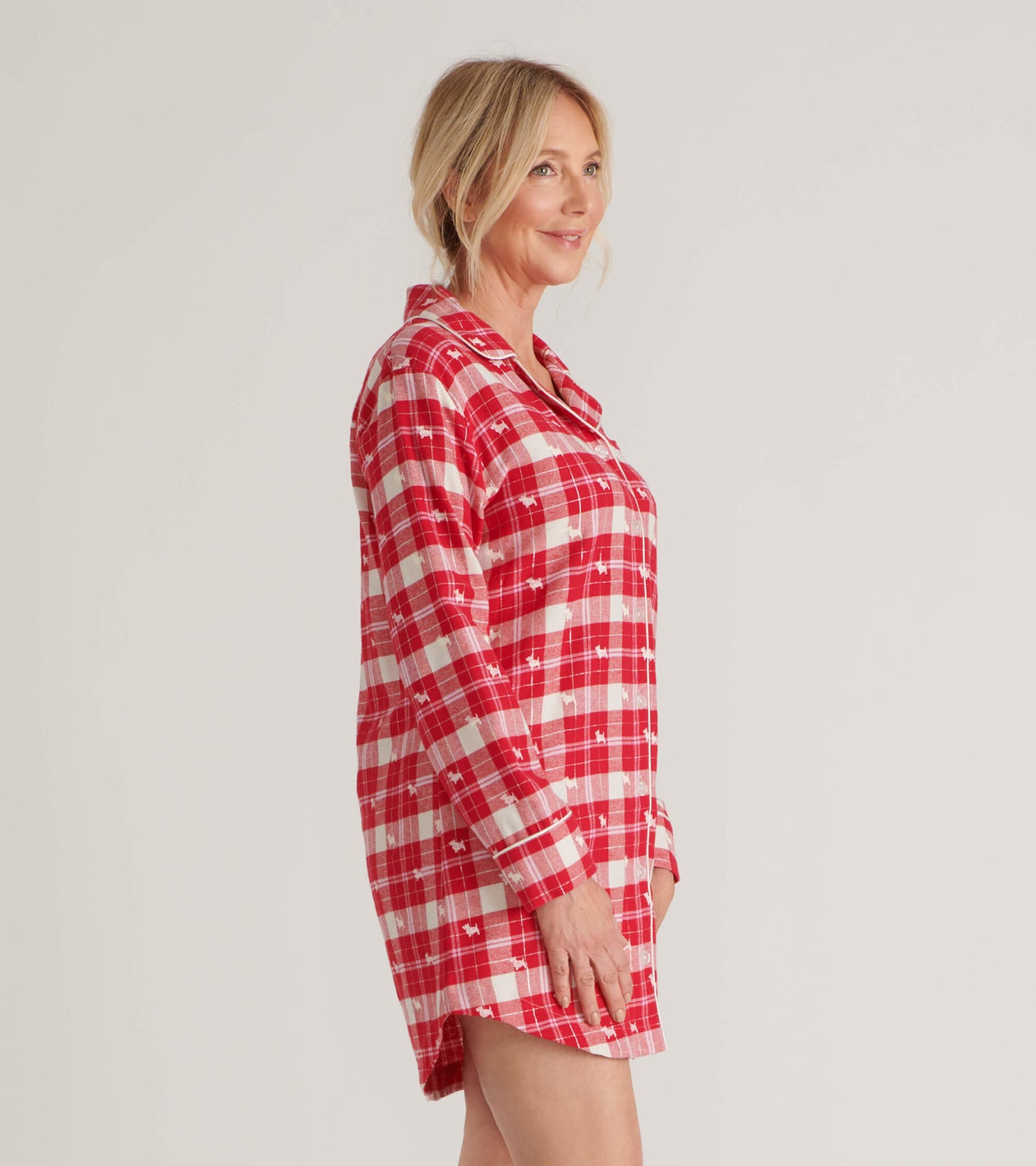 Women's Woofing Plaid Flannel Nightgown