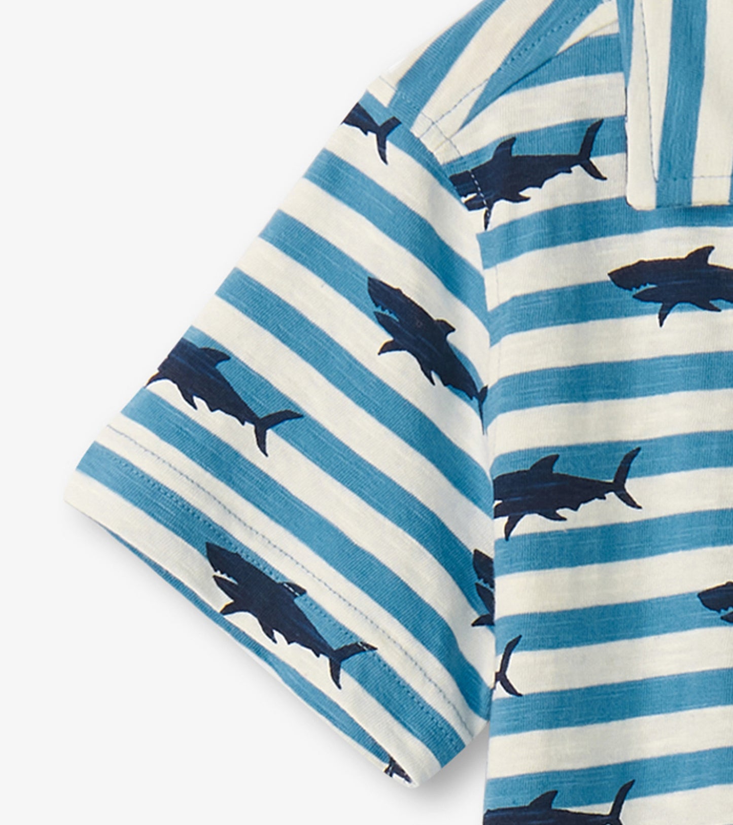 Boys Shark Stripes Jersey Button Down