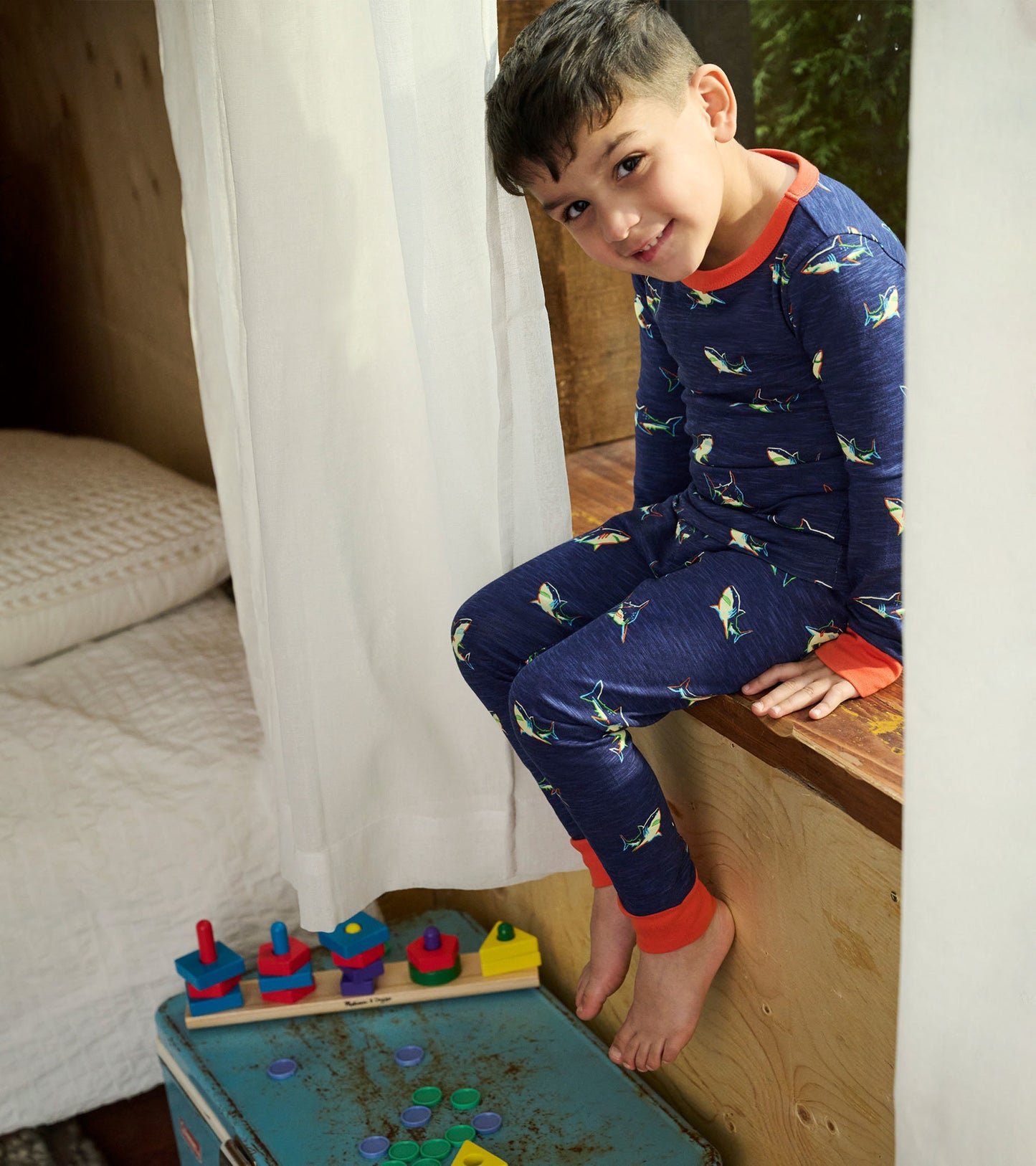 Boys Glow Sharks Pajama Set