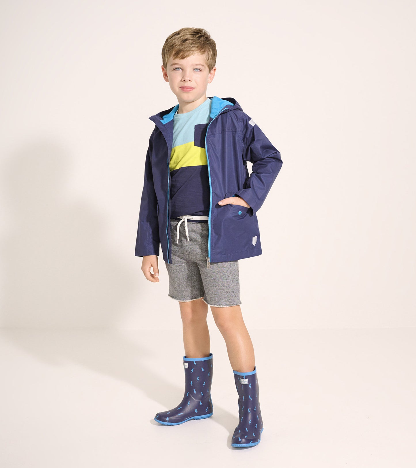 Kids Navy Zip-Up Lightweight Rain Jacket