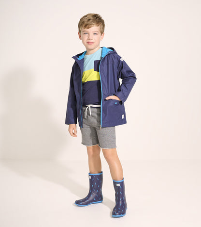 Kids Navy Zip-Up Lightweight Rain Jacket