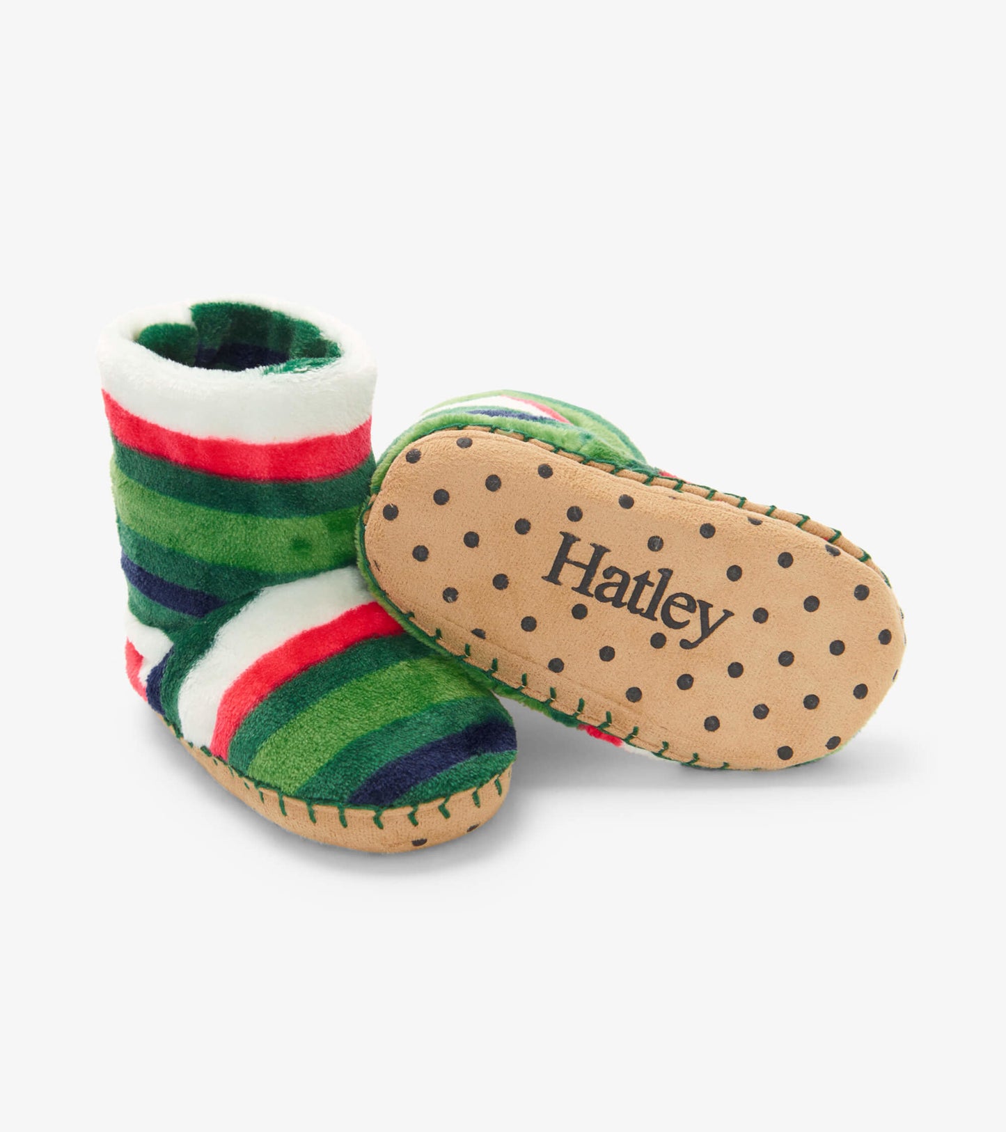 Holiday Stripes Kids Fleece Slippers