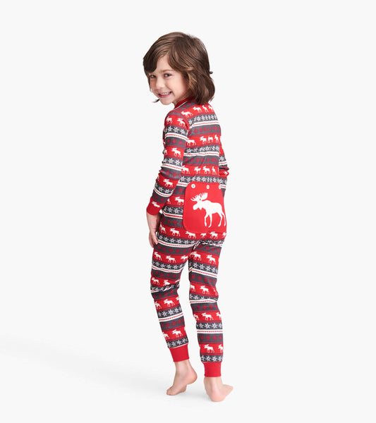 Fair Isle Moose Kids Union Suit