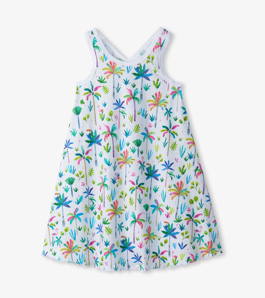 Girls Rainbow Palms Trapeze Dress