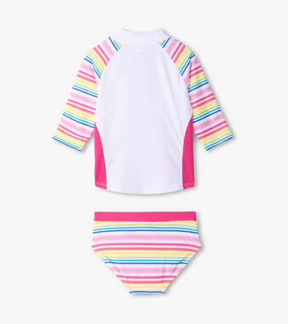 Girls Dazzling Stripes Two-Piece Rashguard Set