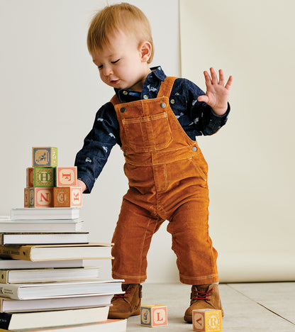 Pecan Brown Baby Corduroy Overalls