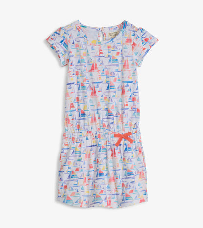 Girls Painted Sailboats T-Shirt Dress