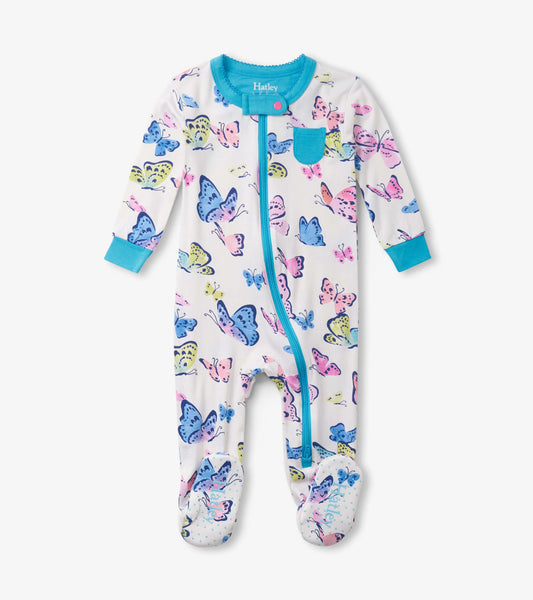 Baby Girls Big Butterflies Footed Sleeper