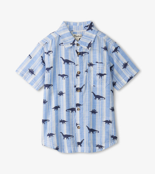 Boys Dino Stripes Button Down Shirt