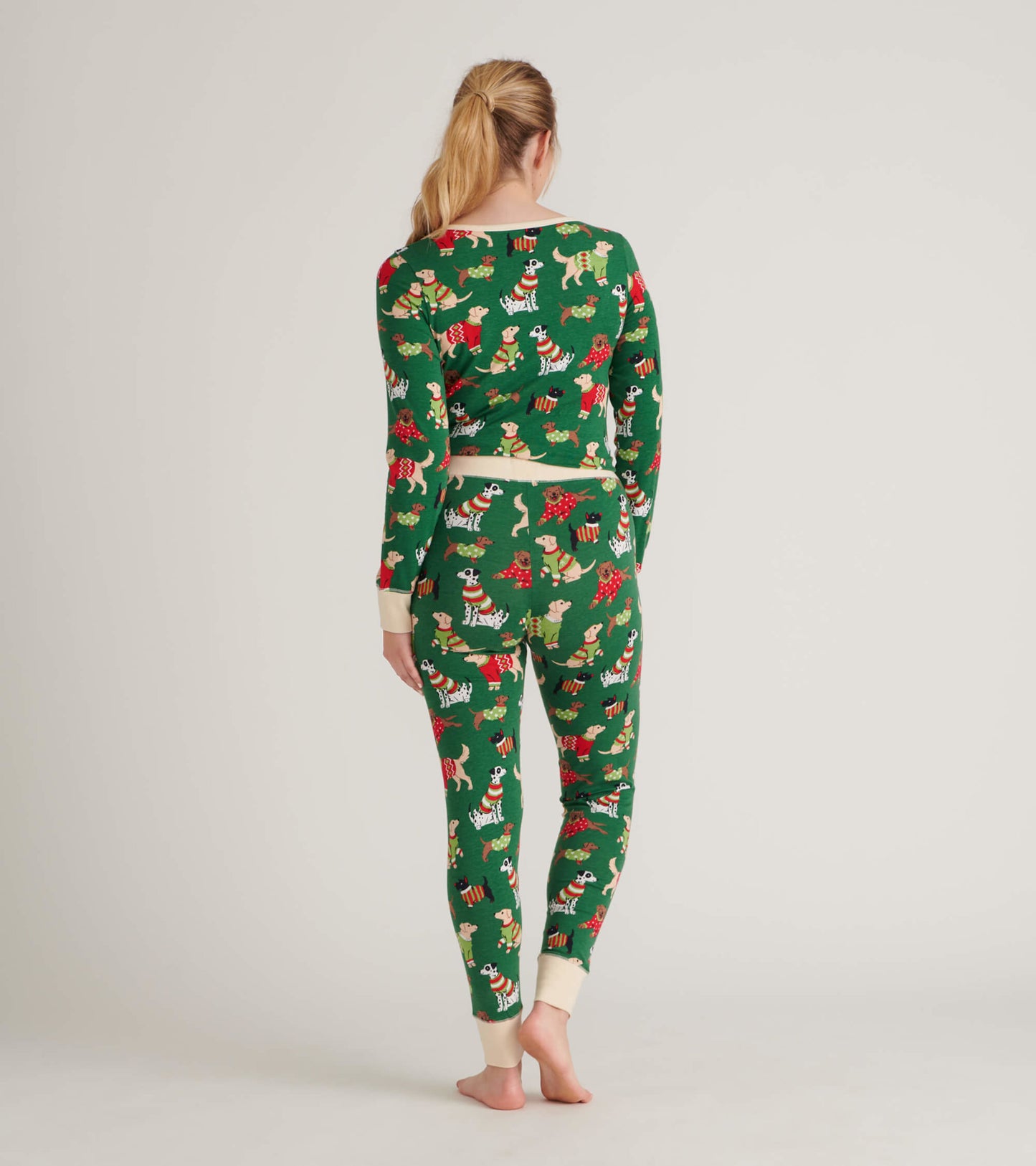 Women's Woofing Christmas Jersey Pajama Set