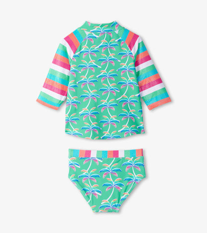 Girls Rainbow Palm Two-Piece Rashguard Set