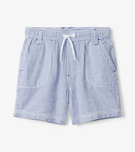 Boys Blue Stripes Woven Shorts