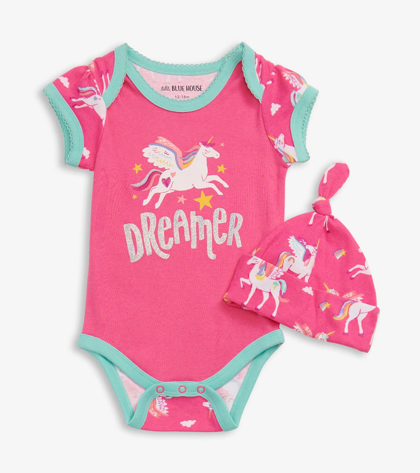 Rainbow Pegasus Baby Bodysuit With Hat