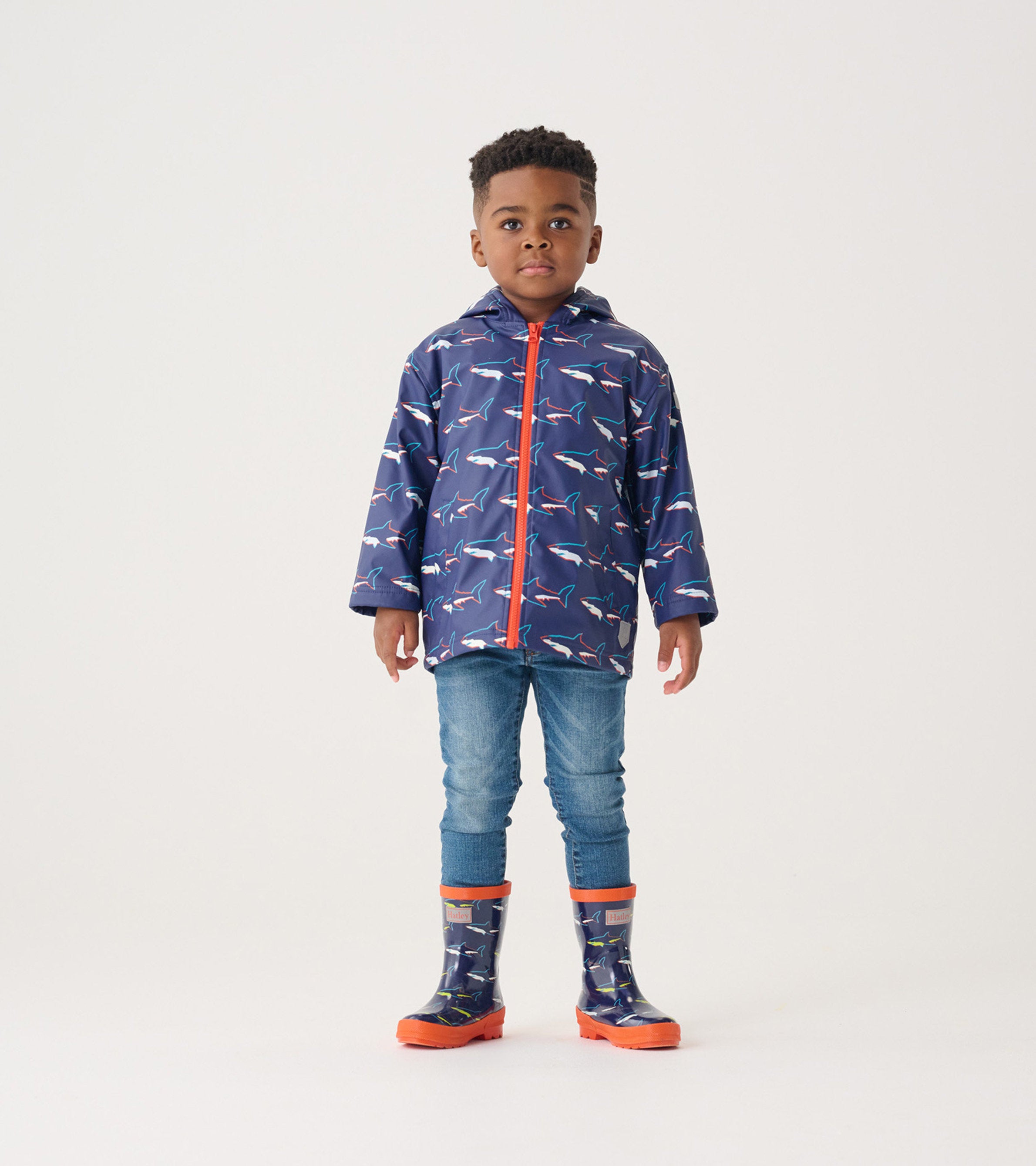 Boys Sharks Zip-Up Rain Jacket