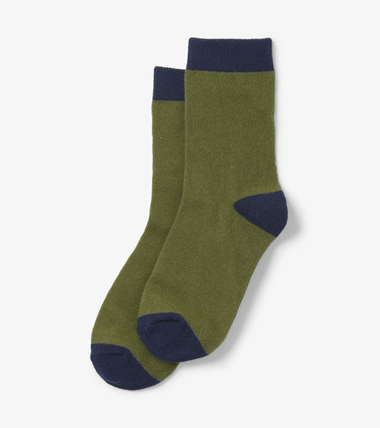 Kids Green & Navy Crew Socks