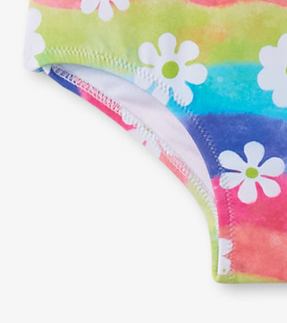 Girls Rainbow Flower Gathered Swimsuit